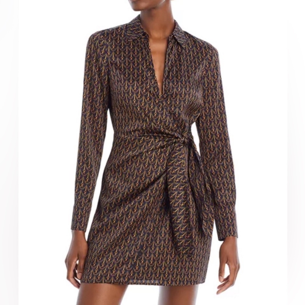 Veronica Beard Brown Multi-Color Long Sleeve Wrap Dress